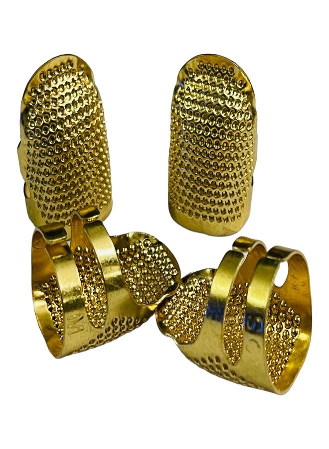 Moira Pack of 4 Adjustable Metal Finger Protector Thimble for Sewing Embroidery Needlework (Bronze) - Image 1